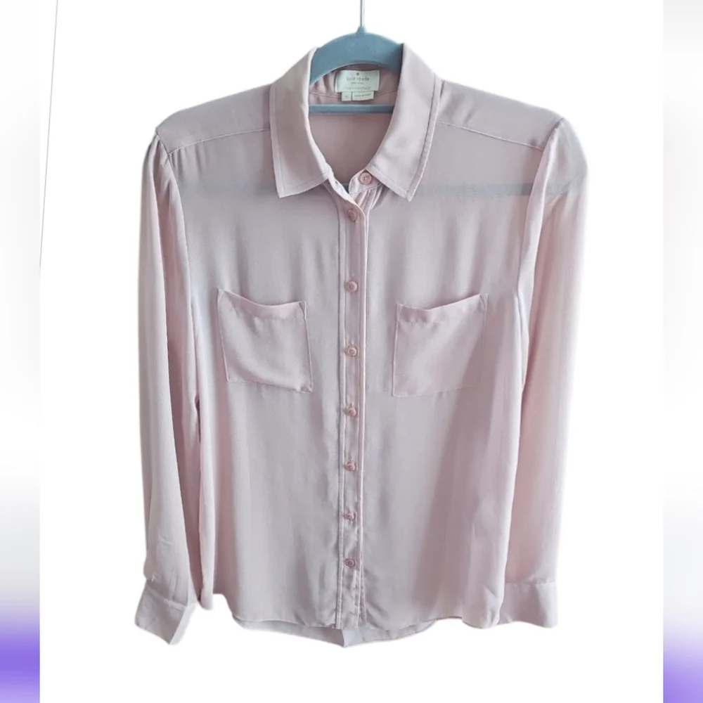 KATE SPADE Sheer Long Sleeve Blouse  Color Blush. EUC sz S